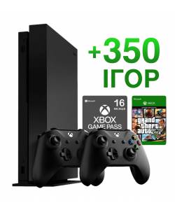 Б\У Microsoft Xbox One X 1 Тб  + дополнительный геймпад Xbox Wireless Controller + 350 игр на 13 месяцев + GTA 5 Навсегда (Гарантия 6 месяцев)